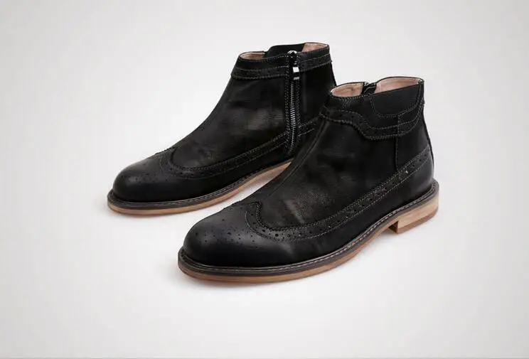 Ankle Boots Dress Shoes Men Slip On Genuine Leather High Top Casual Shoes Side Zipper Pointed Toes Vintage Carved Brogue Shoe
Ankle Boots Dress Shoes Men Slip On Genuine Leather High Top Casual Shoes Side Zipper Pointed Toes Vintage Carved Brogue Shoe