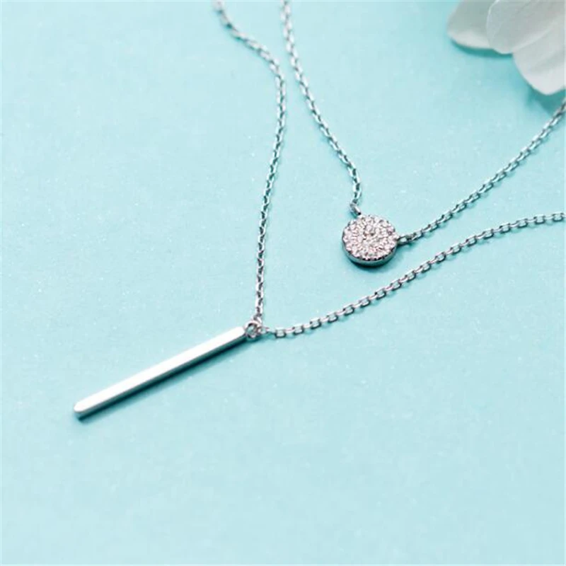 New 925 Sterling Silver CZ Pendant Necklace Double Lay Female Party Jewelry 45cm Chains of Elegant Women D1156
New 925 Sterling Silver CZ Pendant Necklace Double Lay Female Party Jewelry 45cm Chains of Elegant Women D1156