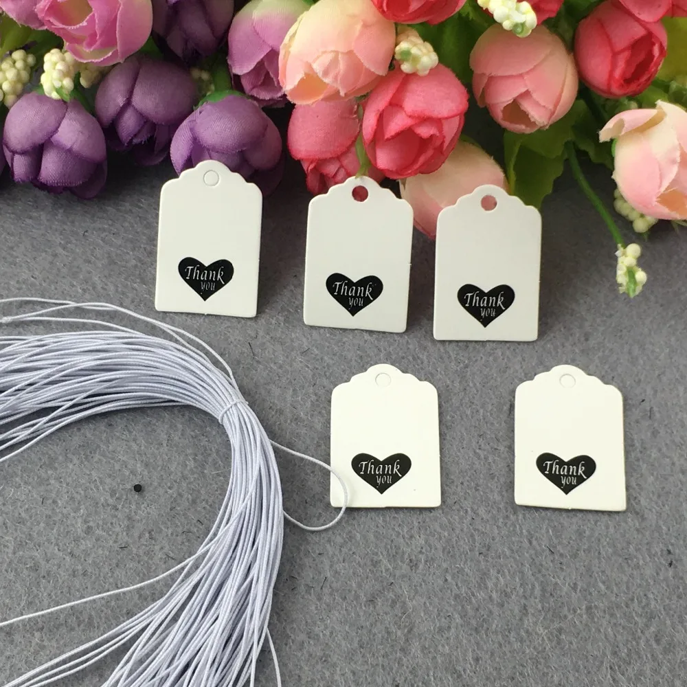 

3*2cm Kraft Thank you Packaging Labels Paper Gift Tags price Tags Hang tags&Paper Card DIY 200pcs Tags+200pcs Strings for gifts