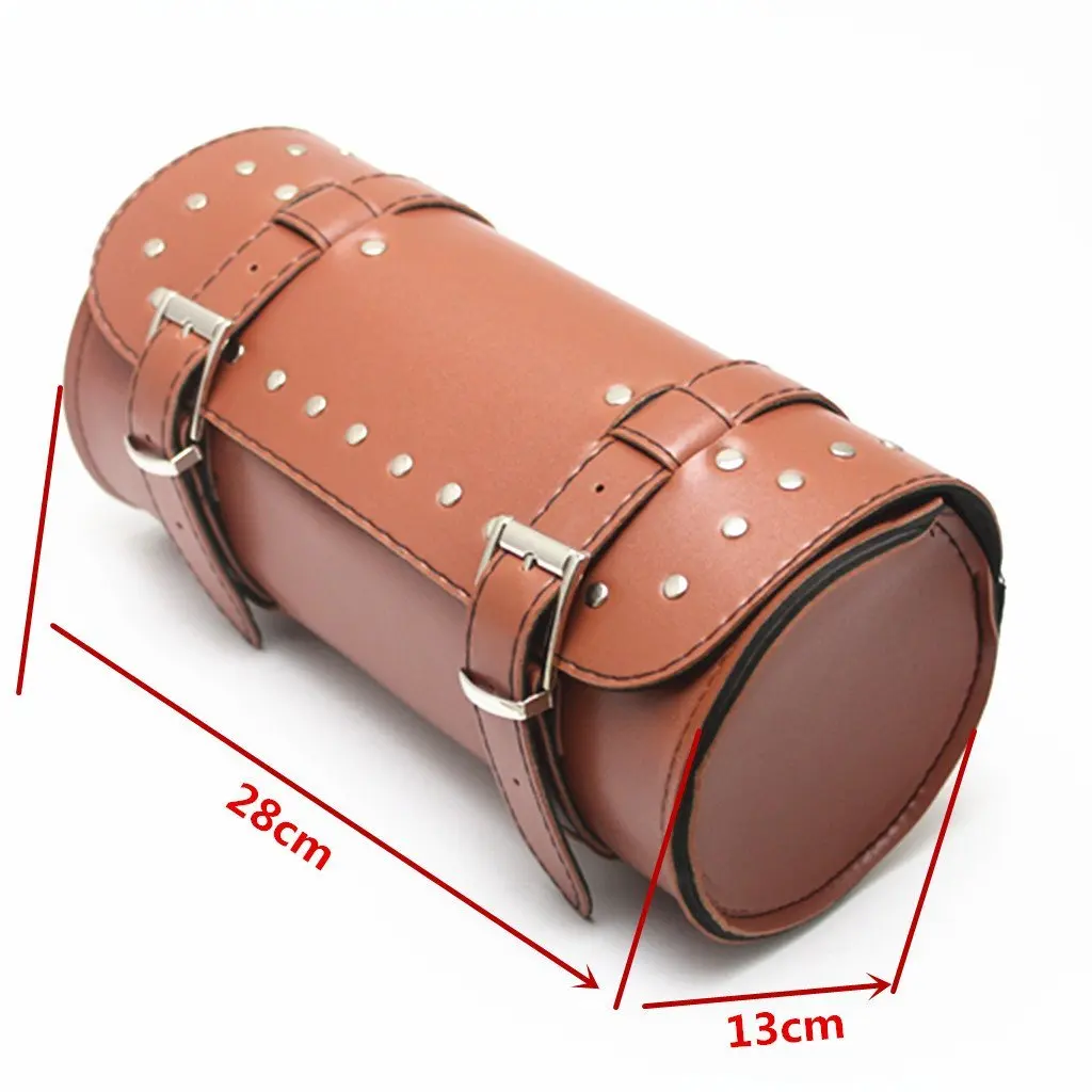 Brown Leather Motorcycle Luggage Tool Roll Saddle Bag Protective Pouch Case Motorcycle Tool Bag Travel Bag Free Ship