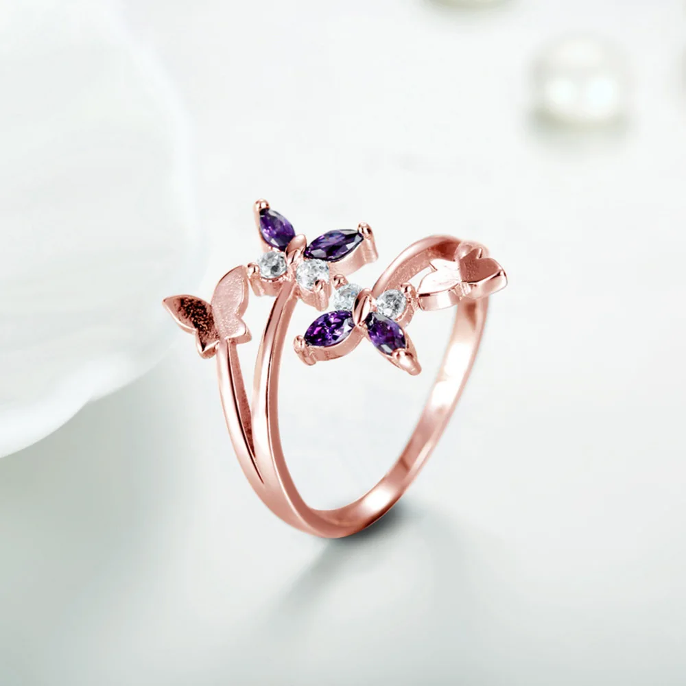 MEYRROYU Cute Purple Butterfly Open Adjustable Ring Inlaid with Zircon Delicate Ring Ladies Wedding Party Jewelry
MEYRROYU Cute Purple Butterfly Open Adjustable Ring Inlaid with Zircon Delicate Ring Ladies Wedding Party Jewelry