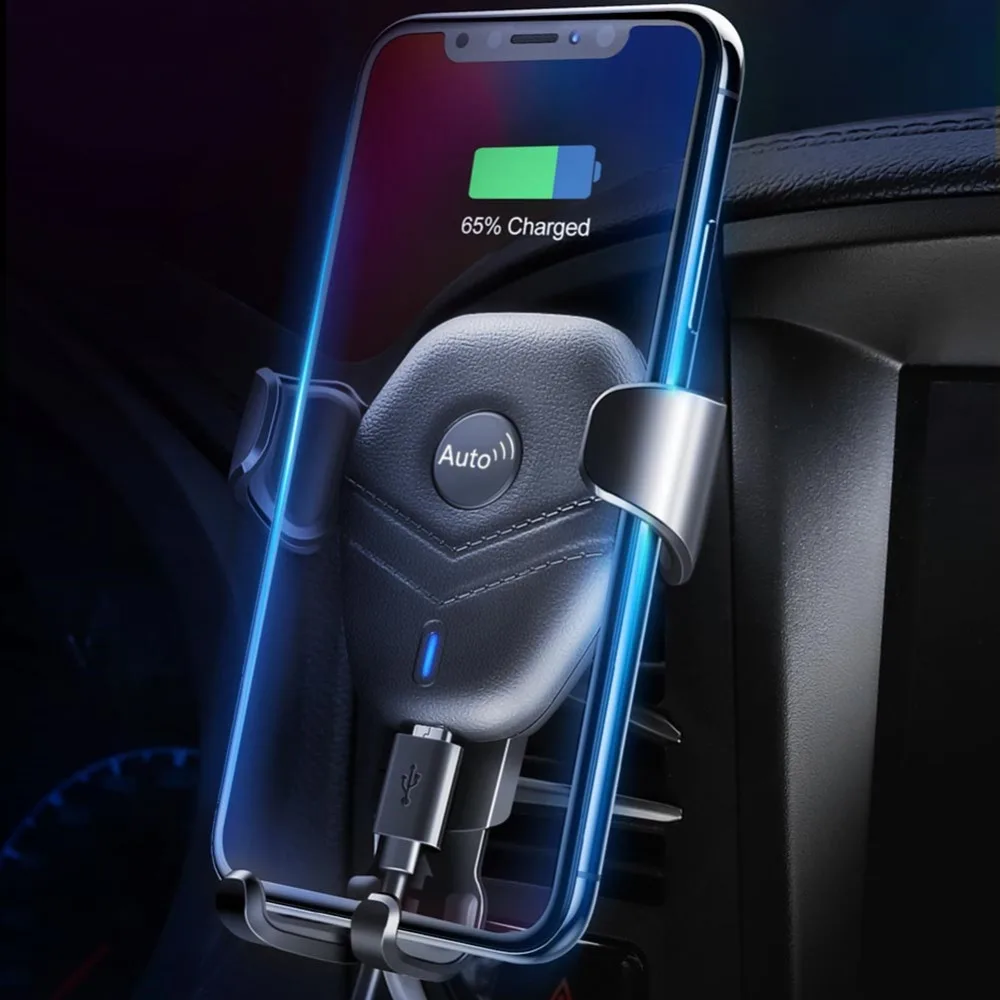 Qi Smart Беспроводной автомобиля Зарядное устройство для IPhone Xs X 8 10 Вт Быстрый