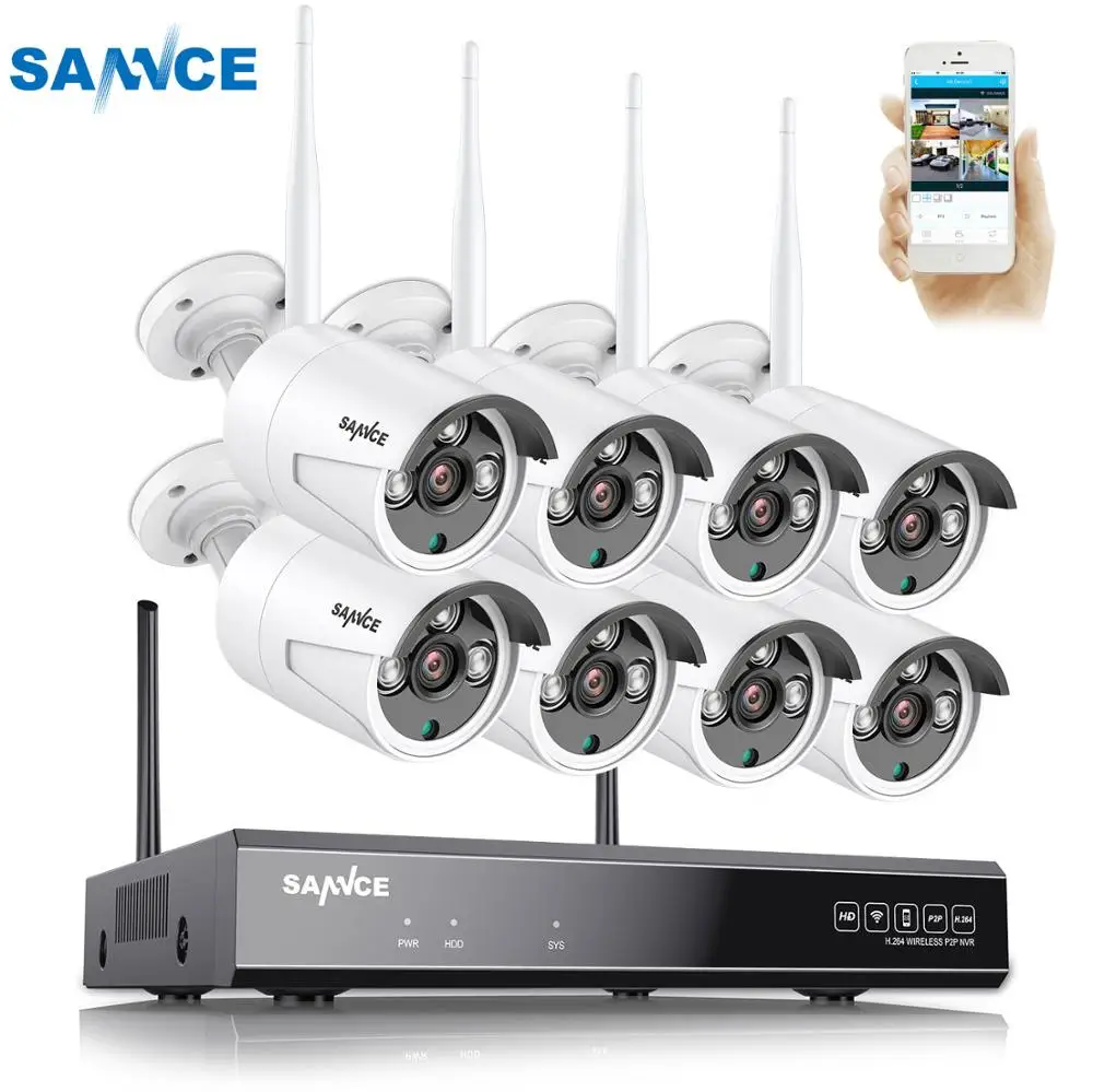 

SANNCE 8CH Wireless CCTV System 1080P 2TB HDD 2.0MP NVR IP IR-CUT Outdoor CCTV Camera IP Security System Video Surveillance Kit