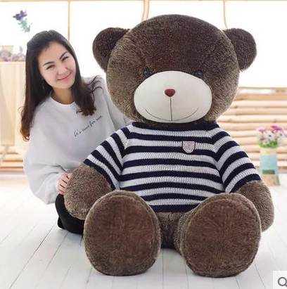 big plush round eyes blue and white stripes sweater teddy bear toy huge bear doll gift about 160cm
big plush round eyes blue and white stripes sweater teddy bear toy huge bear doll gift about 160cm
