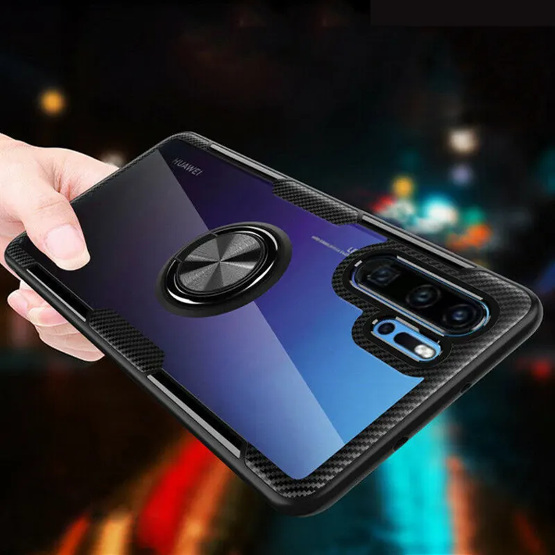 Автомобильный чехол с магнитным кольцом держателем для Huawei P30 Pro Роскошный
