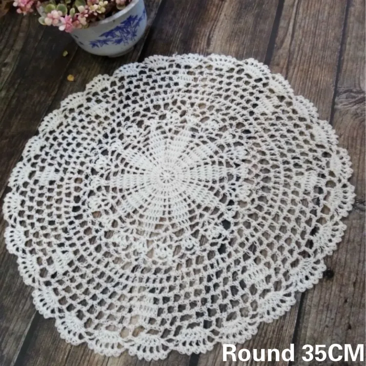 35CM Round Luxury White Handmade Cotton Crochet Flowers Wedding Dining Doily Christmas Coffee Tea Place Mat Cloth Coaster Decor
35CM Round Luxury White Handmade Cotton Crochet Flowers Wedding Dining Doily Christmas Coffee Tea Place Mat Cloth Coaster Decor