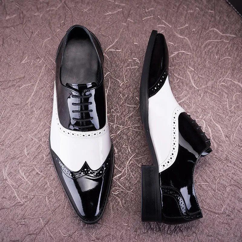 New Imitate Genuine Leather Men Oxford Shoes Pointed Toes Patchwork Mix Colour Lace-Up Male Dress Shoes Carved Black White Shoe
New Imitate Genuine Leather Men Oxford Shoes Pointed Toes Patchwork Mix Colour Lace-Up Male Dress Shoes Carved Black White Shoe
