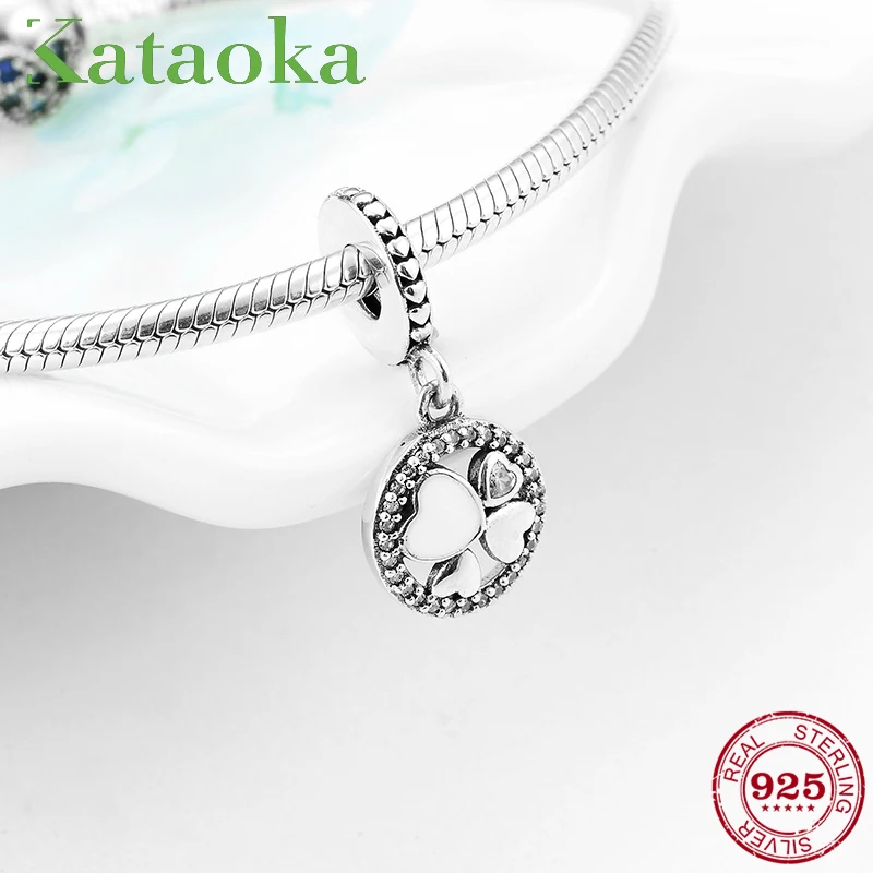 Bring lucky clover серебро 925 пробы CZ и эмаль Подвески Цветы подходят для оригинального