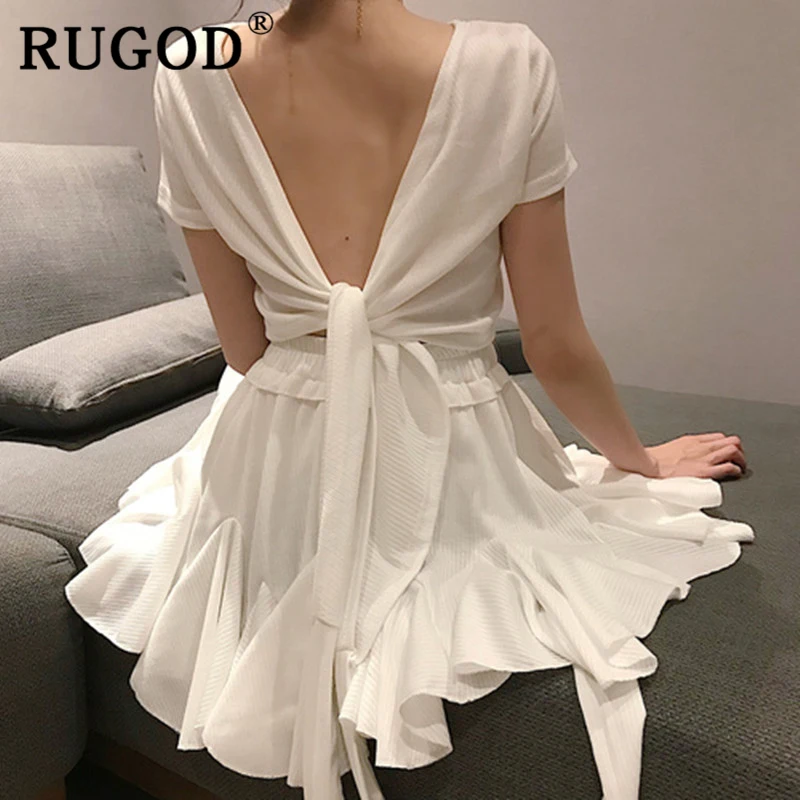 Женский костюм с юбкой RUGOD, белый костюм со шнуровкой и оборками в Корейском стиле, летняя одежда, 2019
Женский костюм с юбкой RUGOD, белый костюм со шнуровкой и оборками в Корейском стиле, летняя одежда, 2019