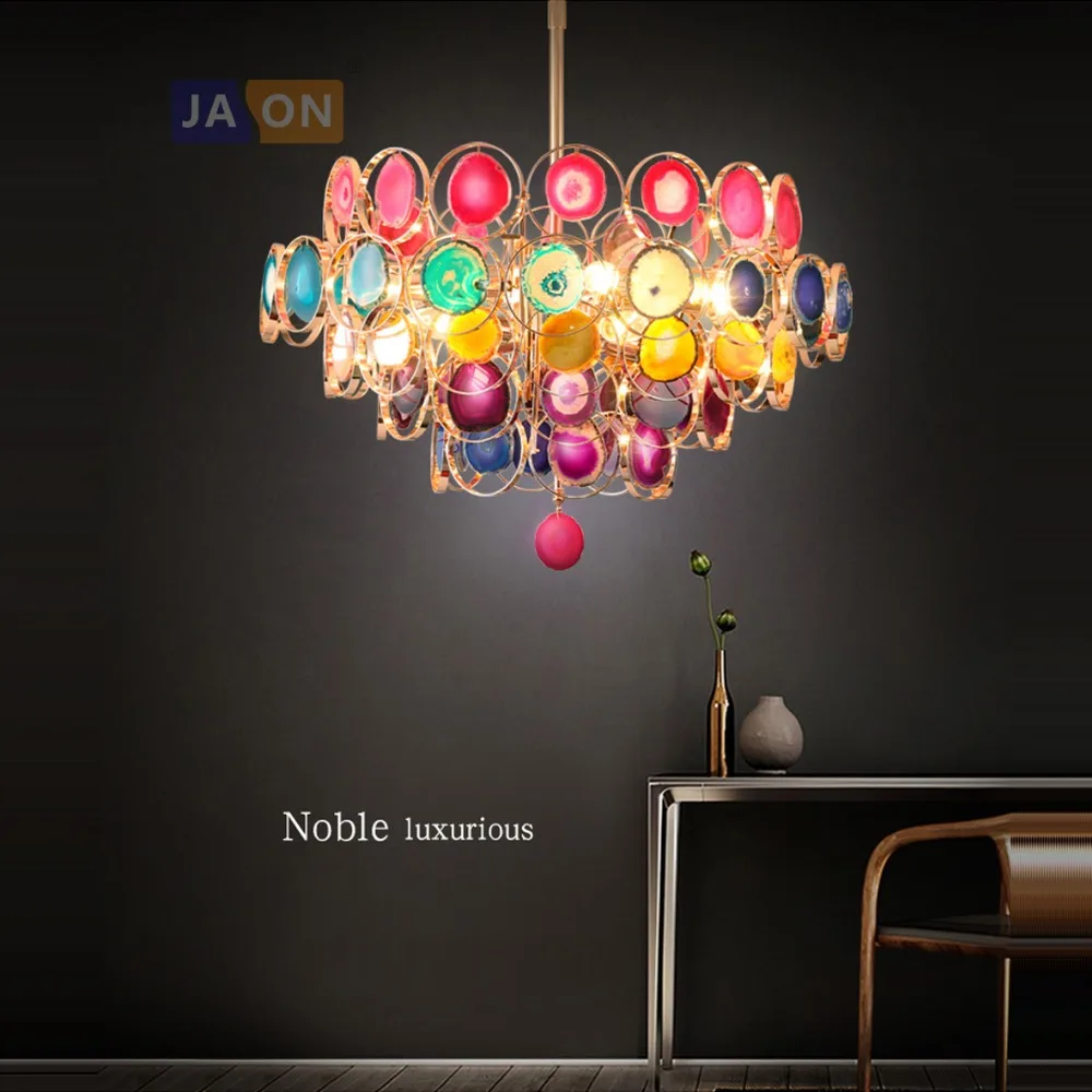 led e14 Postmodern Iron Agate Colorized Chandelier Lighting Lamparas De Techo Suspension Luminaire Lampen For Foyer
led e14 Postmodern Iron Agate Colorized Chandelier Lighting Lamparas De Techo Suspension Luminaire Lampen For Foyer