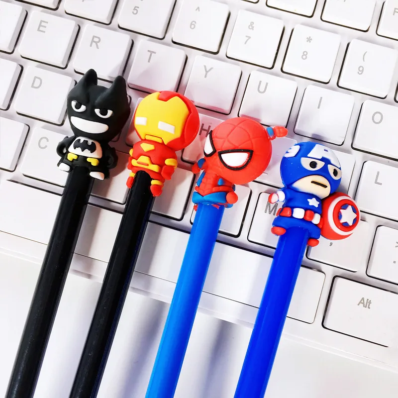 Гелевая ручка серии Cartoon Hero 4 шт./лот 0 5 мм черные чернила авторучка Escolar школьные