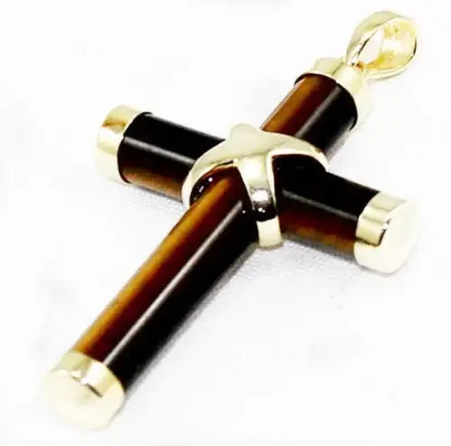 free shipping Fashion Charm African Roar Tiger Eye Cross Pendant Necklace 17''