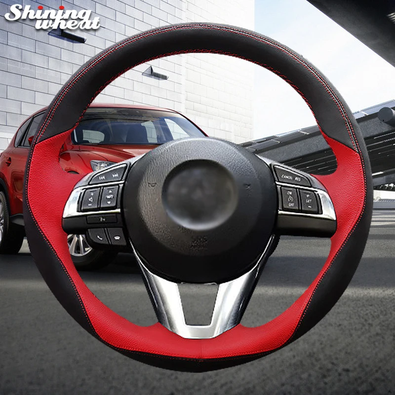 Hand Sew Black Red Steering Wheel Cover for Mazda CX-5 CX5 Atenza 2014 New Mazda 3 CX-3 2016