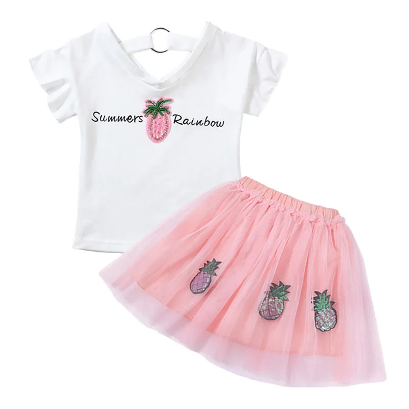 Summer Baby Girl Clothes Sets Kids Cotton Short-Sleeved T-shirt And Sequin Mesh Skirt Suit Casual 2PCS Girls Clothing Sets
Summer Baby Girl Clothes Sets Kids Cotton Short-Sleeved T-shirt And Sequin Mesh Skirt Suit Casual 2PCS Girls Clothing Sets