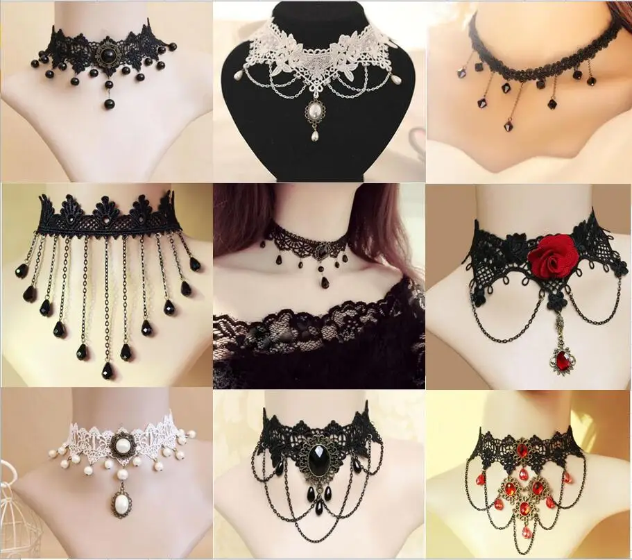 Wedding Lace choker necklaces Gland De Tatouage Choker Collier Noir Dentelle Choker Collier Vintage Femmes Bijoux De Mariage
Wedding Lace choker necklaces Gland De Tatouage Choker Collier Noir Dentelle Choker Collier Vintage Femmes Bijoux De Mariage
