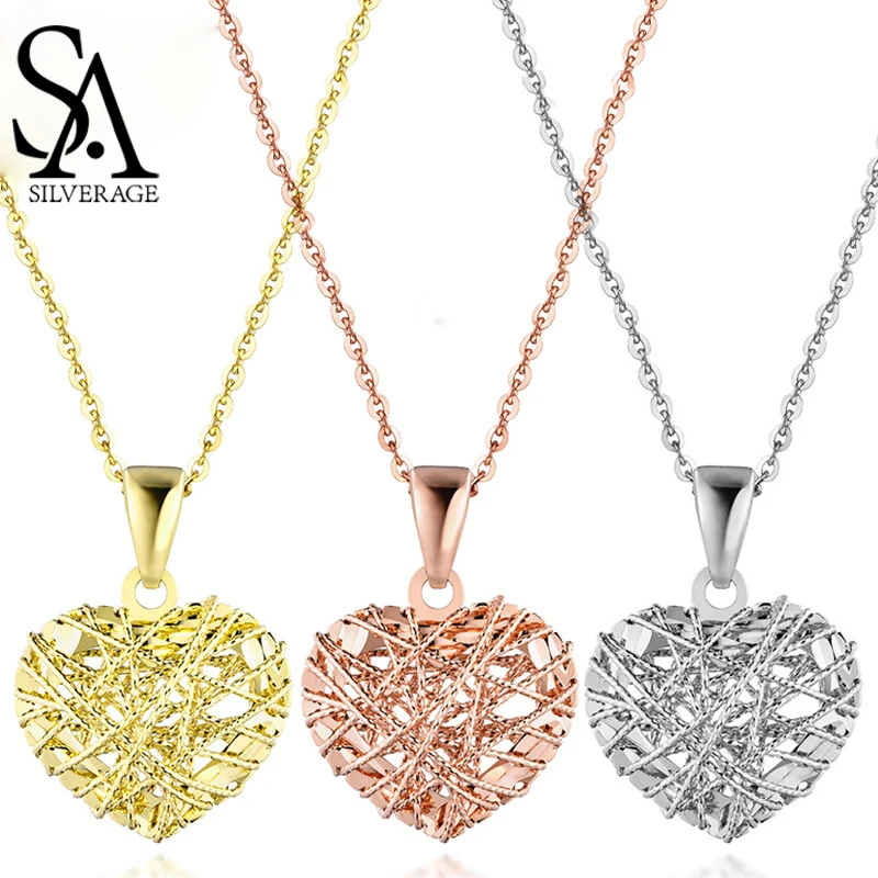 SA SILVERAGE 18K Rose Gold/White Gold/Yellow Gold Heart Shape Pendant Necklaces Gold Necklace Wind 18K Necklaces Women
SA SILVERAGE 18K Rose Gold/White Gold/Yellow Gold Heart Shape Pendant Necklaces Gold Necklace Wind 18K Necklaces Women