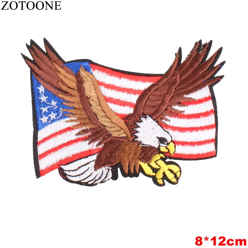 ZOTOONE Embroidered Motorcycle Skull Patch Stickers For Clothes Iron On Eagle Wolf Patches Backpack Hat Punk Rock Applique | Дом и сад