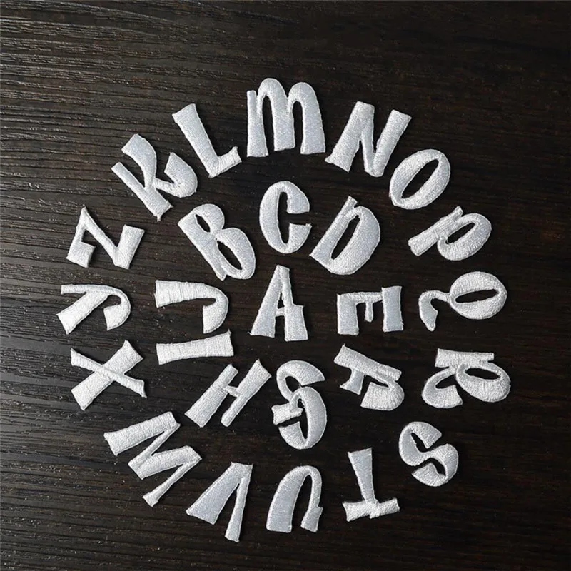 26 White English Letters alphabet embroidered patches applique iron on letters for clothes shoes bags application for kids name
26 White English Letters alphabet embroidered patches applique iron on letters for clothes shoes bags application for kids name