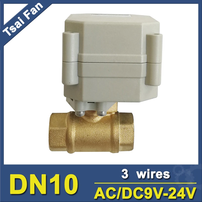 TF10-B2-A DN10 2 Way Brass 3/8'' Electric Ball Valve Metal Gear AC/DC9-24V 3/7 Wires On/Off 5 Sec For Water Application
TF10-B2-A DN10 2 Way Brass 3/8'' Electric Ball Valve Metal Gear AC/DC9-24V 3/7 Wires On/Off 5 Sec For Water Application