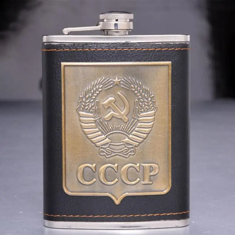 Портативный 8 унц.. Нержавеющая сталь алкоголь фляги cccp гравировка искусственная