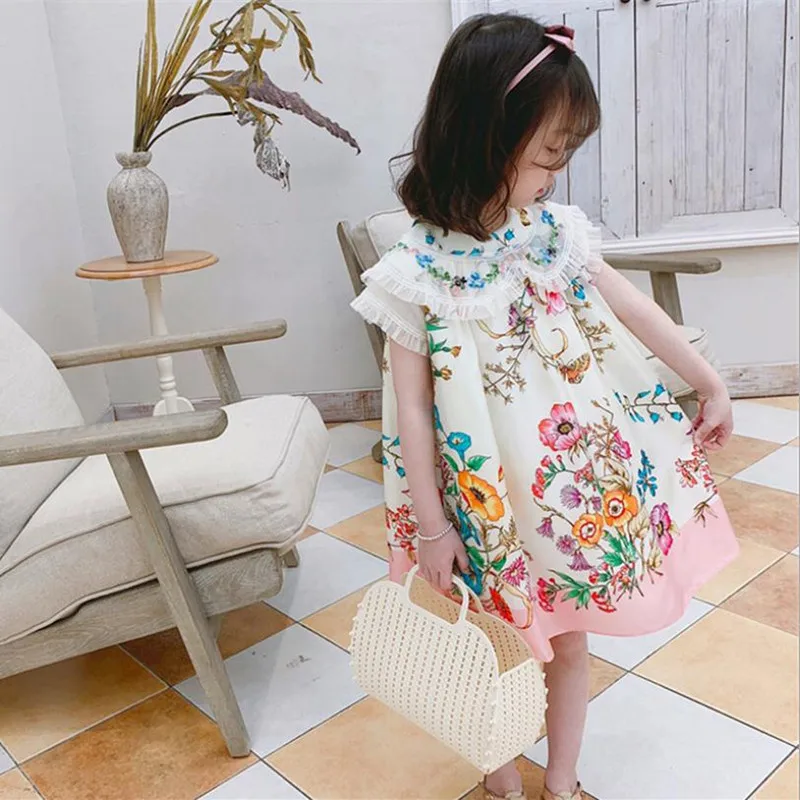 Summer New Lovely Girls Princess Dress Fashion Lace Collar Flower Butterfly Print Loose Girls Party Dress Toddler Clothes 2-7Yrs
Summer New Lovely Girls Princess Dress Fashion Lace Collar Flower Butterfly Print Loose Girls Party Dress Toddler Clothes 2-7Yrs