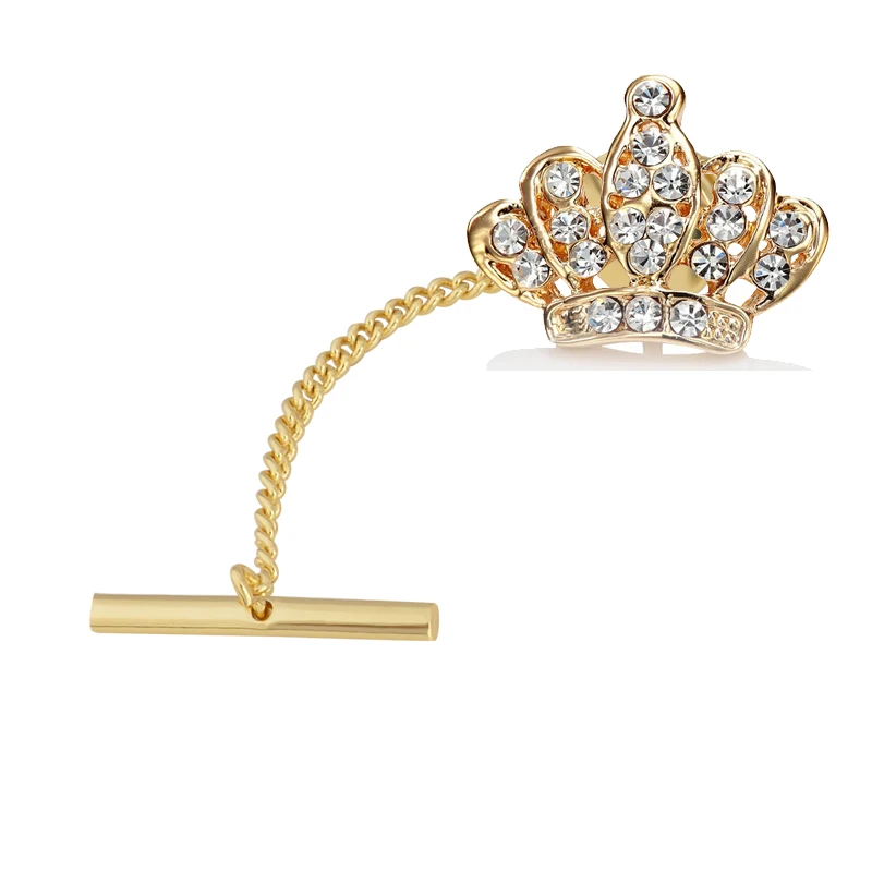 Crystal Crown Men's Tie Tack Gold Color Tie Tack Clutch Back Fashion Tie Tack Pin with Chain for Men
Crystal Crown Men's Tie Tack Gold Color Tie Tack Clutch Back Fashion Tie Tack Pin with Chain for Men