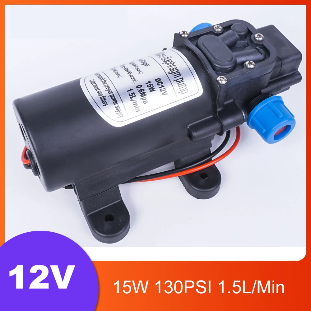 DC 12V 15W 130PSI 1.5L/мин Электрический мембранный насос Самовсасывающий бустер домашний