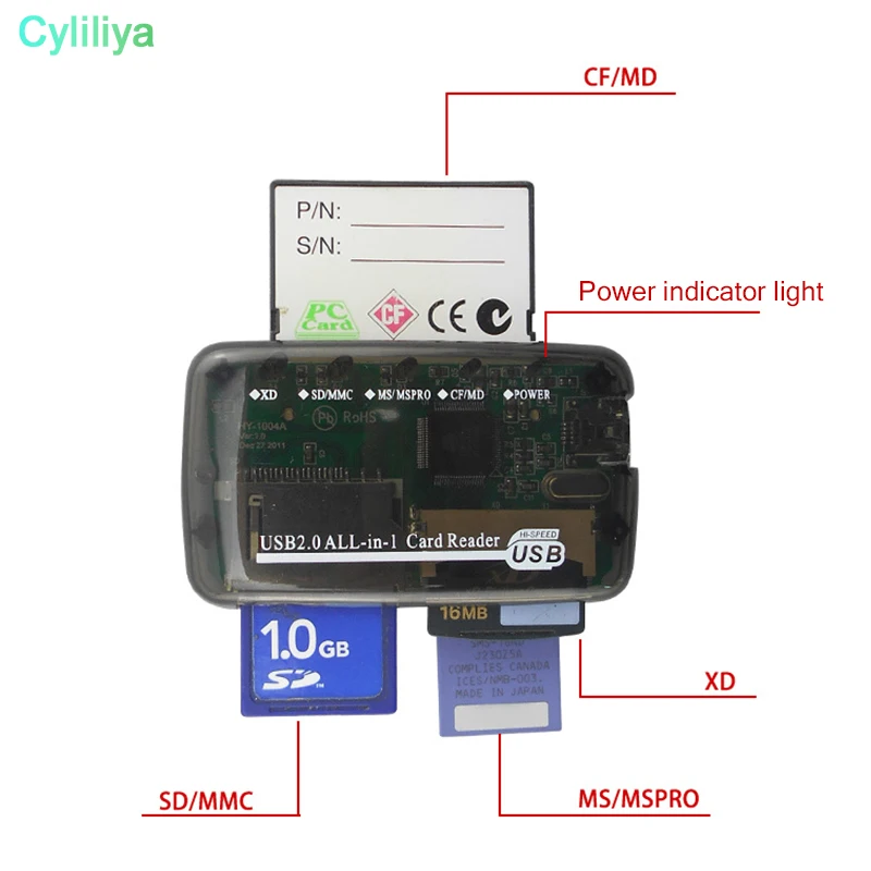 Устройство для чтения SD карт MMC XD SM MS CF MD 100 шт.|Кабели USB| |