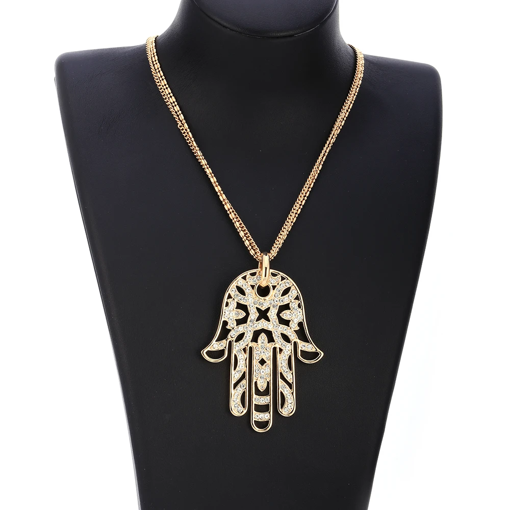 Luxury Long Chain Sweater Lucky Hand Wedding Pendant Multilayer Necklace for Women Crystal Statement Gold Jewelry Fashion Gift
Luxury Long Chain Sweater Lucky Hand Wedding Pendant Multilayer Necklace for Women Crystal Statement Gold Jewelry Fashion Gift