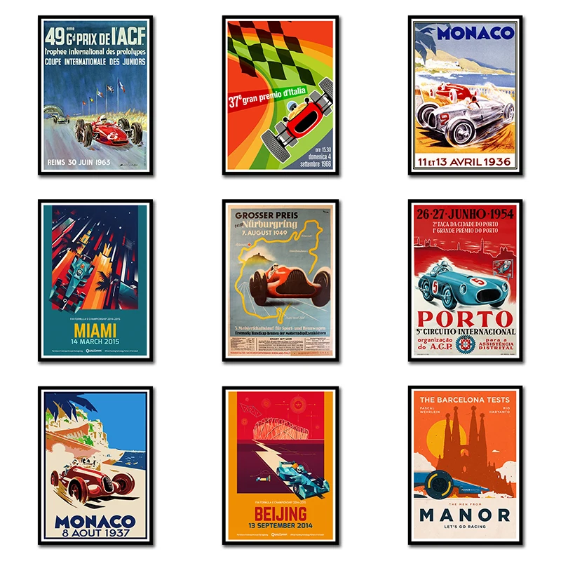 Monaco Grand Prix классический постер для мотогонок поп арт Декор дома 42*30 см|Наклейки на