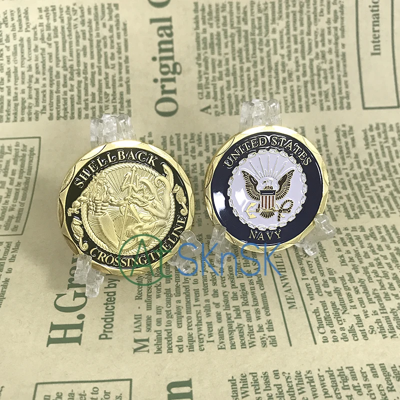 50pcs/lot Wholesale medal best gift gold plated coins Unite States Navy Shellback crossing the line challenge coins collectibles
50pcs/lot Wholesale medal best gift gold plated coins Unite States Navy Shellback crossing the line challenge coins collectibles