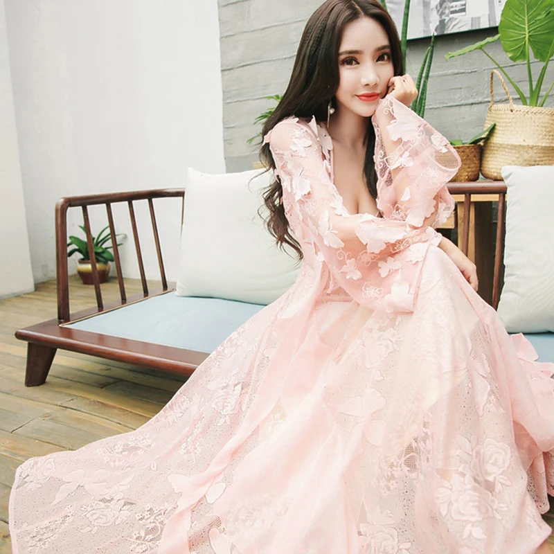 Lace Embroidery Butterfly Woman Nightgowns Two-Piece Nightdress Princess White Pink Long Sleeping Dress QZ8610
Lace Embroidery Butterfly Woman Nightgowns Two-Piece Nightdress Princess White Pink Long Sleeping Dress QZ8610