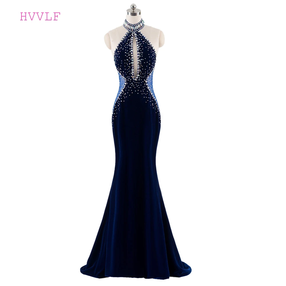 Real Photo Blue Prom Dresses Mermaid Halter Velvet Beaded Backless Sexy Long Prom Gown Evening Dresses Robe De Soiree
Real Photo Blue Prom Dresses Mermaid Halter Velvet Beaded Backless Sexy Long Prom Gown Evening Dresses Robe De Soiree