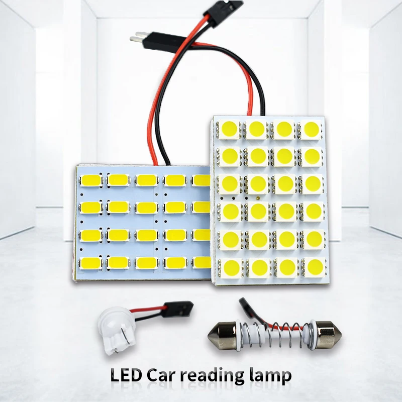 Авто T10 Festoon 5050 48/36/24/18/15/12/9/6 SMD панель белый свет BA9S 12V автомобильный светодиодный