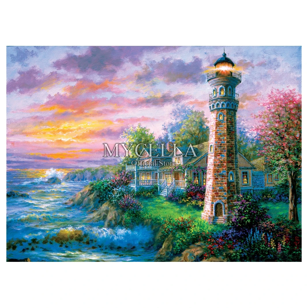 

Beach Landscape 5D Diy Diamond Painting Lighthouses Sunrise Sunset Diamond Embroidery Full Drill Rhinestone Mosaic Home Decor