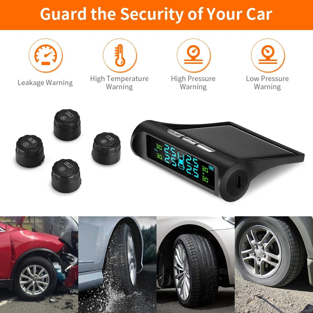 ZEEPIN система контроля давления в шинах Солнечная TPMS цифровой ЖК-дисплей