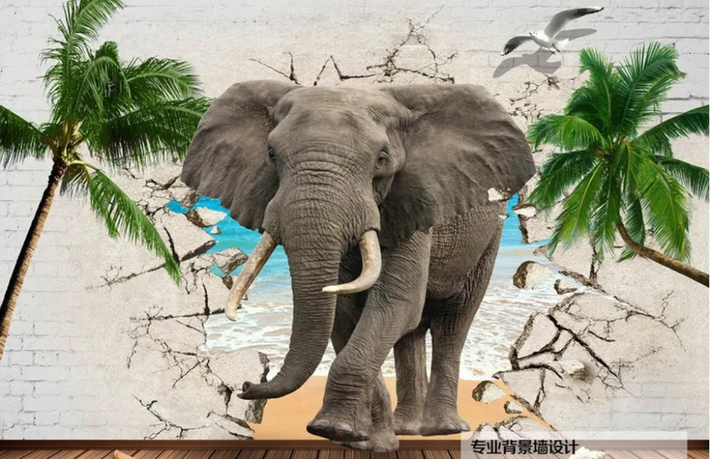 3D обои со слоном стены Современные детские нетканые фотопечать настенные