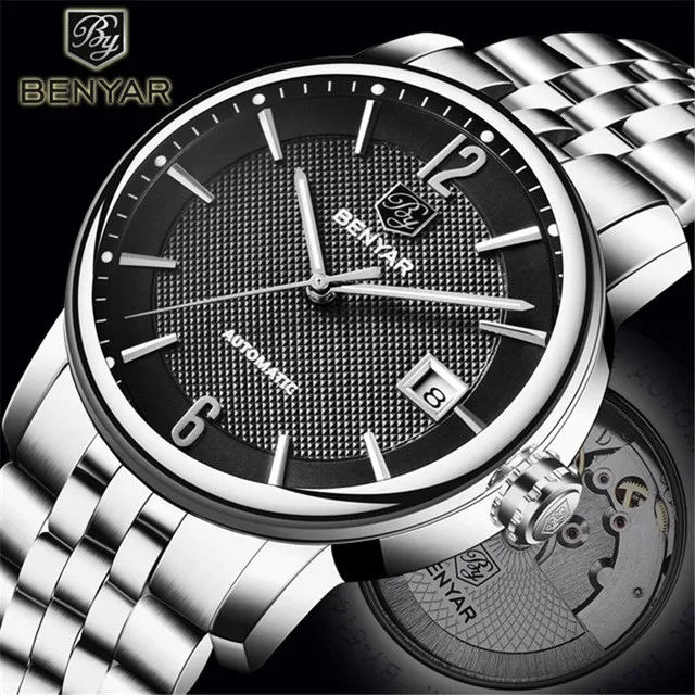 BENYAR Top Brand New Business Men's Automatic Mechanical Watches Waterproof Stainless Steel Luxury Men Watch Relogio Masculino
BENYAR Top Brand New Business Men's Automatic Mechanical Watches Waterproof Stainless Steel Luxury Men Watch Relogio Masculino