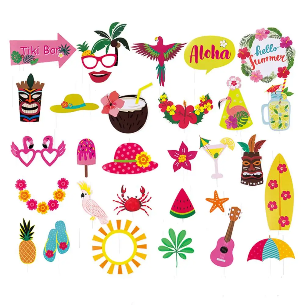 30pcs Summer Party Photo Booth Props Kit DIY Luau Hawaiian Tropical Beach Wedding Birthday Party Decorations
30pcs Summer Party Photo Booth Props Kit DIY Luau Hawaiian Tropical Beach Wedding Birthday Party Decorations