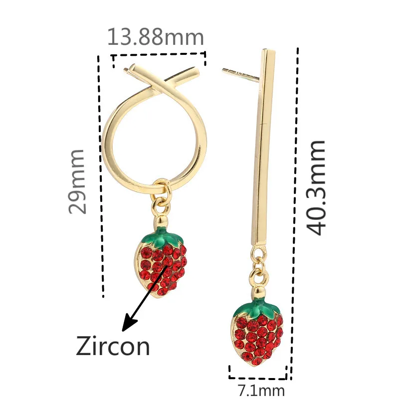 Flyleaf 925 Sterling Silver Cubic Zirconia Strawberry Asymmetric Drop Earrings For Women Gold Dangle Earings Fashion Jewelry
Flyleaf 925 Sterling Silver Cubic Zirconia Strawberry Asymmetric Drop Earrings For Women Gold Dangle Earings Fashion Jewelry