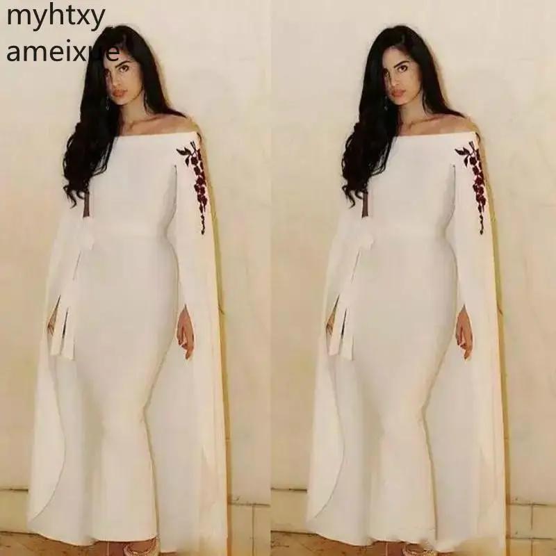 2021 White Evening Dresses Plus Size With Cape Sash Ribbon Ankle Length Prom Dress Custom Made Off The Shoulder Robe De Soiree
2021 White Evening Dresses Plus Size With Cape Sash Ribbon Ankle Length Prom Dress Custom Made Off The Shoulder Robe De Soiree