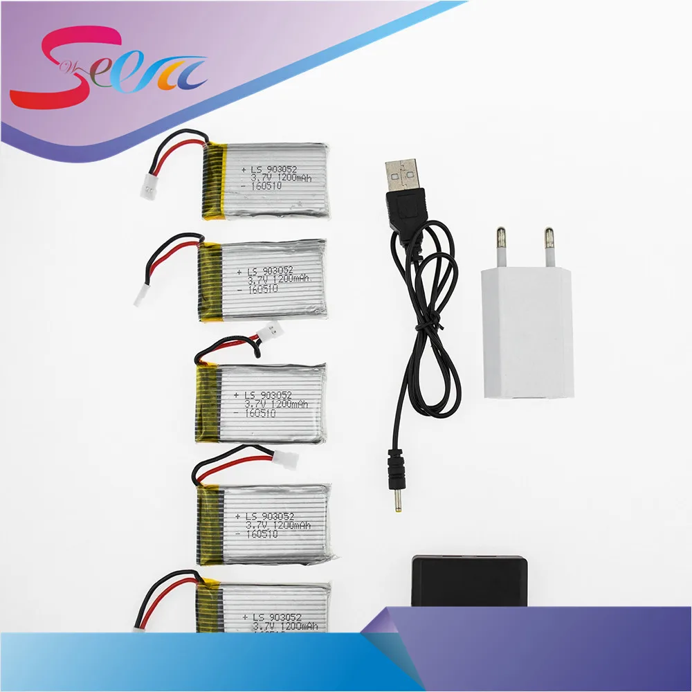 5pcs Xpower Lipo Battery 3.7v 1200Mah With 5in1 USB Fast Charger Box Plug Set For Syma X5SW X5SC M18 H5P Drone RC Quadcopter | Игрушки и