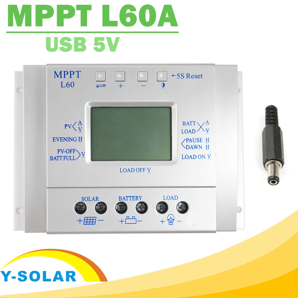 MPPT 60A Solar Charge Controller LCD Display Solar Regulator 12V 24V with Light and Timer Control Easy Settable for PV Y-SOLAR
MPPT 60A Solar Charge Controller LCD Display Solar Regulator 12V 24V with Light and Timer Control Easy Settable for PV Y-SOLAR