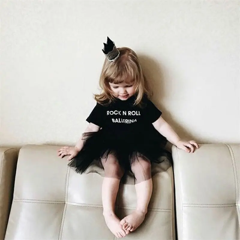 Infant Baby Girls Tulle Rock N Roll Dress Summer Short Sleeve Princess Dresses | Детская одежда и обувь