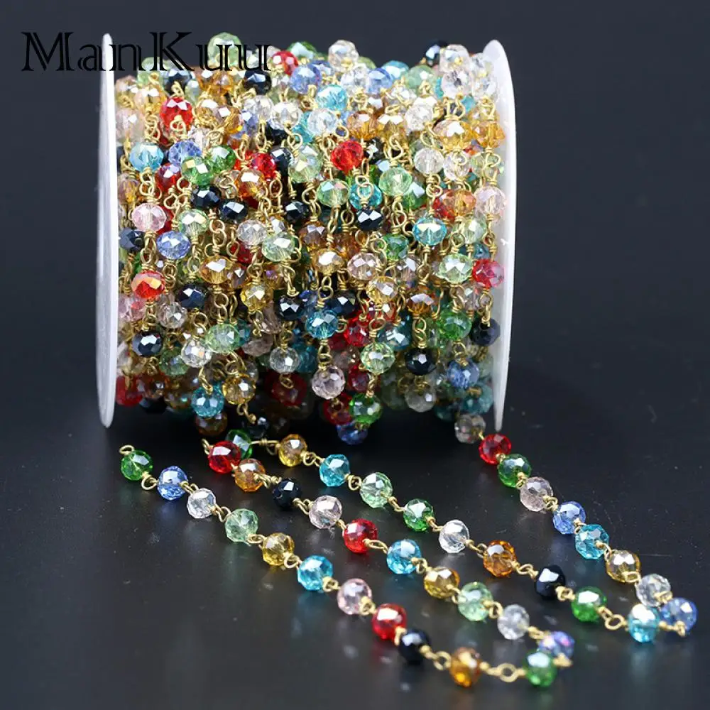 Mankuu 4*6mm Natural Glass Crystal Bead Chain Multi Colors Small Abacus Crystal Copper Brass Chain For DIY Jewelry Making 1M/lot 
Mankuu 4*6mm Natural Glass Crystal Bead Chain Multi Colors Small Abacus Crystal Copper Brass Chain For DIY Jewelry Making 1M/lot