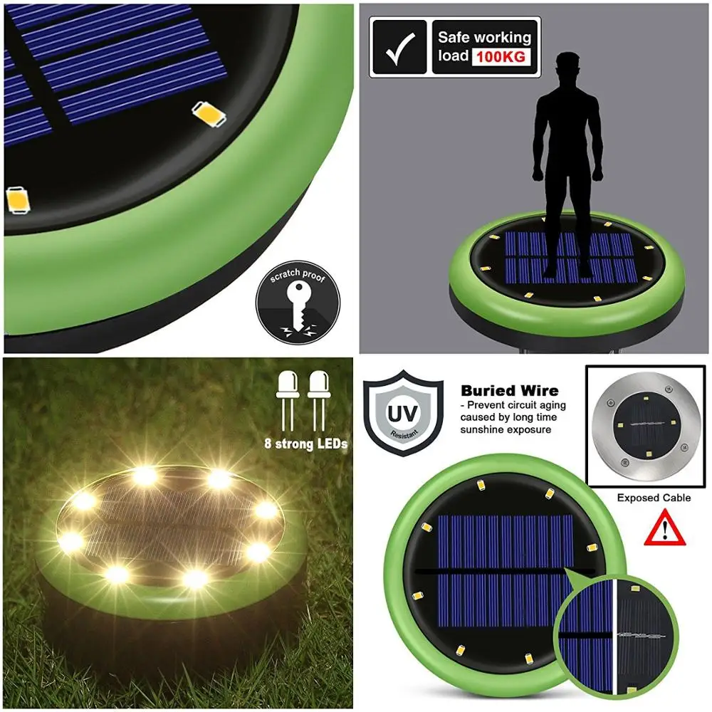 T-SUN 8LED Solar Power Disk Light IP65 Outdoor Lighting Solar Floor Lamp Buried Light Undergound Lamp for Garden Lawn Path Way
T-SUN 8LED Solar Power Disk Light IP65 Outdoor Lighting Solar Floor Lamp Buried Light Undergound Lamp for Garden Lawn Path Way