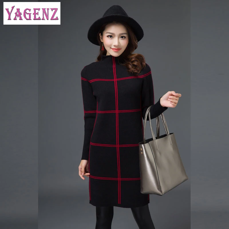 2020 New Autumn Winter Plaid Women's Knit Sweater Dress High Quality Thick Warm Long Plus Size Lady Pullover Turtleneck Sweaters
2020 New Autumn Winter Plaid Women's Knit Sweater Dress High Quality Thick Warm Long Plus Size Lady Pullover Turtleneck Sweaters