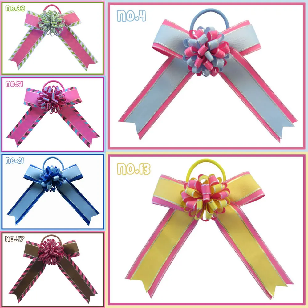 

30pcs 5.5''Boutique Hair Bows Girls Beautiful beautiful and it has seven colorful petals cheerleading RibbonFree shipping