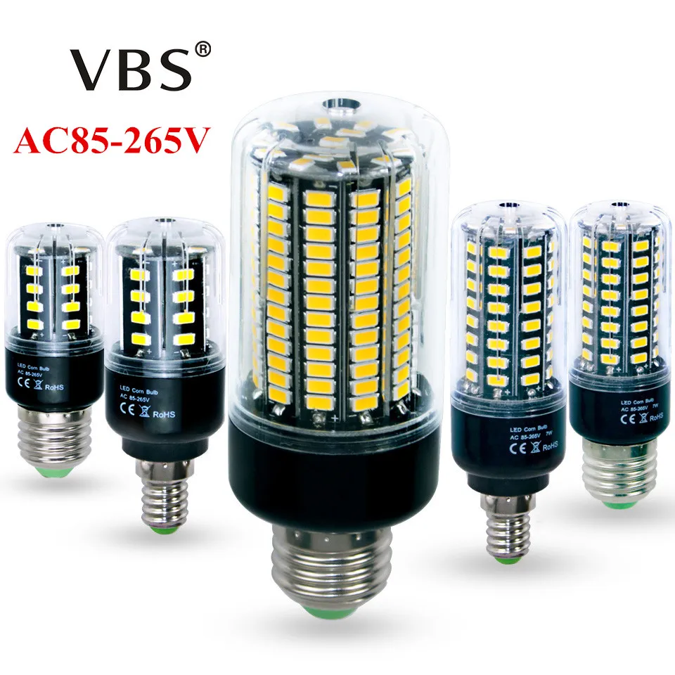 

High Lumens No Flicker 5736 SMD E27 E14 3.5W 5W 7W 8W 12W 15W LED Corn Bulb light 85V-265V Constant Current 28-156LEDs lamp