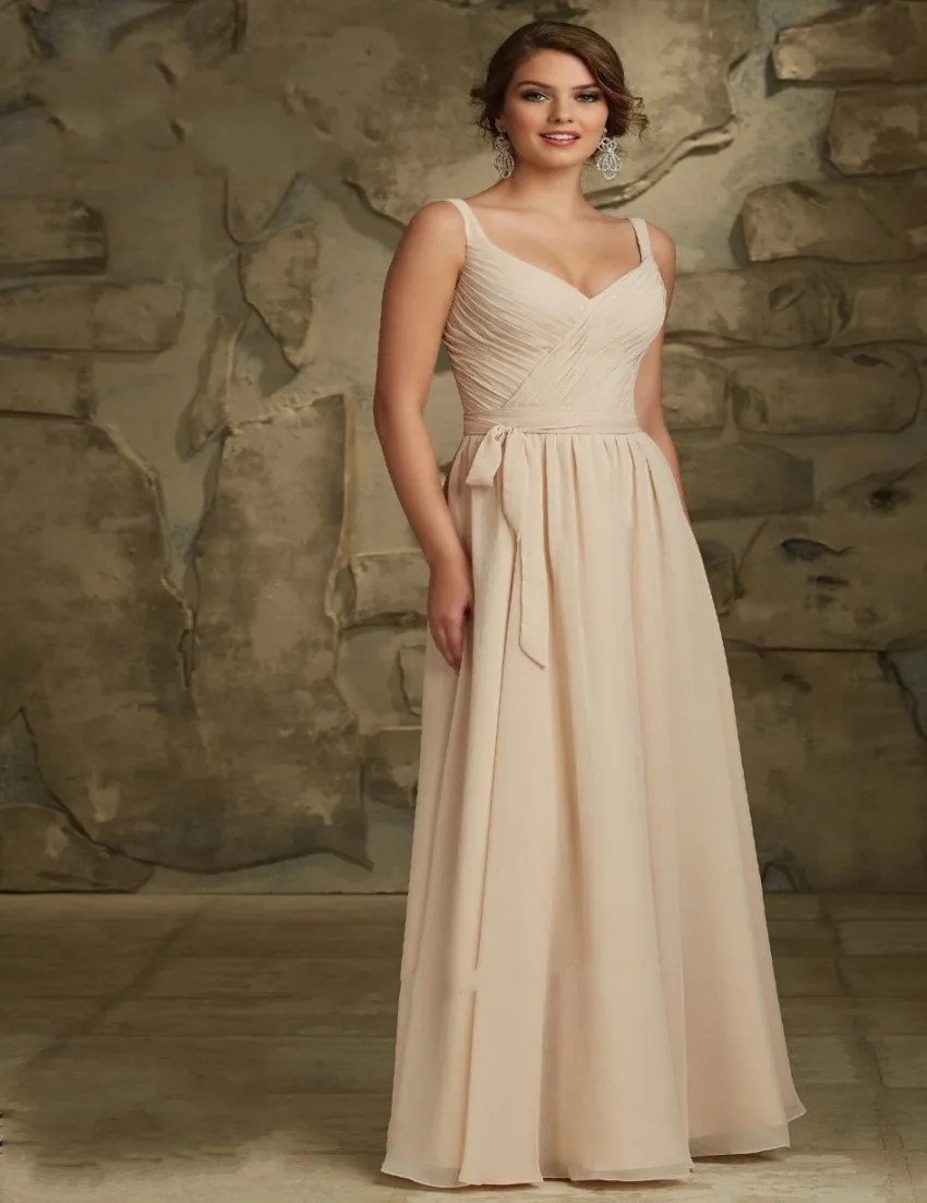 Bridesmaid Dresses Long 2016 Chiffon A Line Deep V Neck Backless Pleat robe demoiselle d'honneur Plus Size Wedding Guest Gowns | Свадьбы